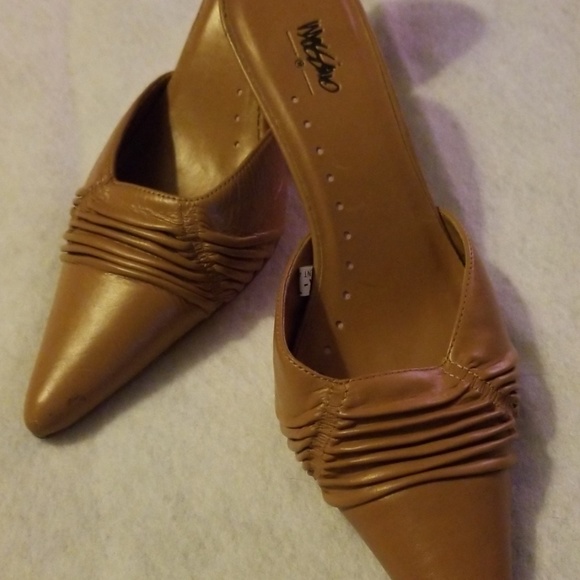 👣VINTAGE Mossimo Leather Heeled Slides - Picture 2 of 8
